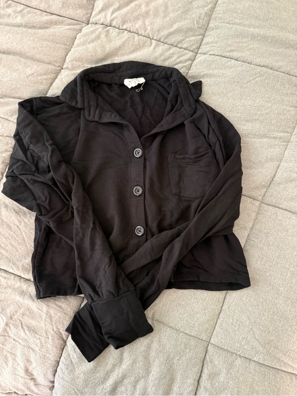 LNA Button up Top with Collar- cropped